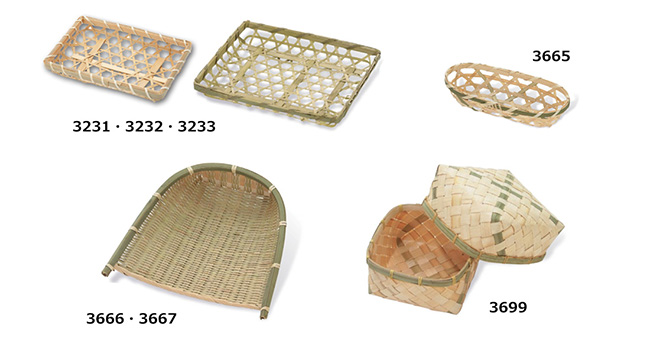 竹かご容器,パッケージ,目ざる,長角