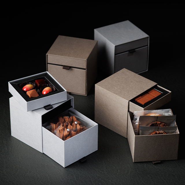 洗練されたグレーの2段引き出しボックス